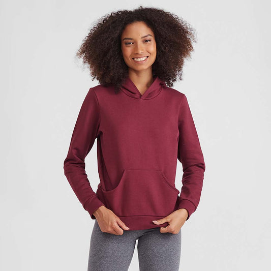 Blusão Moletom Flanelado Capuz Feminino - Vermelho Vinho