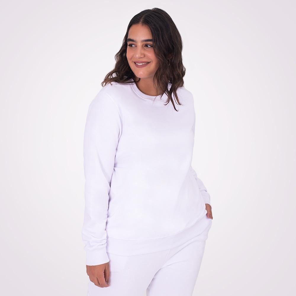 Blusão Moletom Flanelado Plus Feminino - Branco