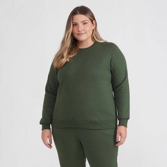 Blusão Moletom Flanelado Plus Feminino - Verde Selva