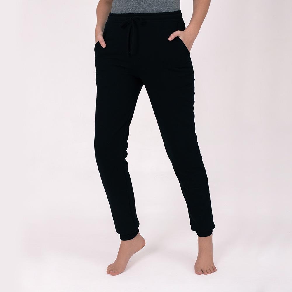 Calça Jogger Moletom Flanelado Feminina - Preto