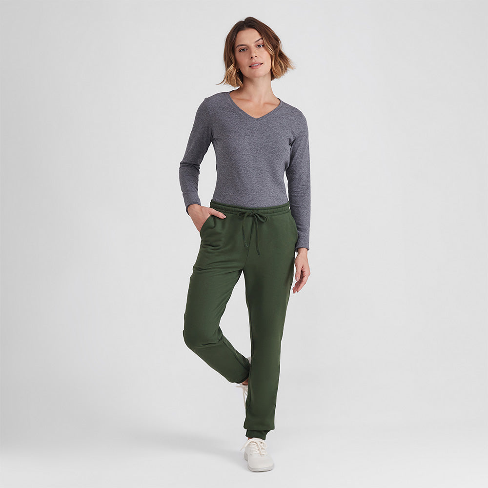 Calça Jogger Moletom Flanelado Feminina Verde Selva – Basicamente