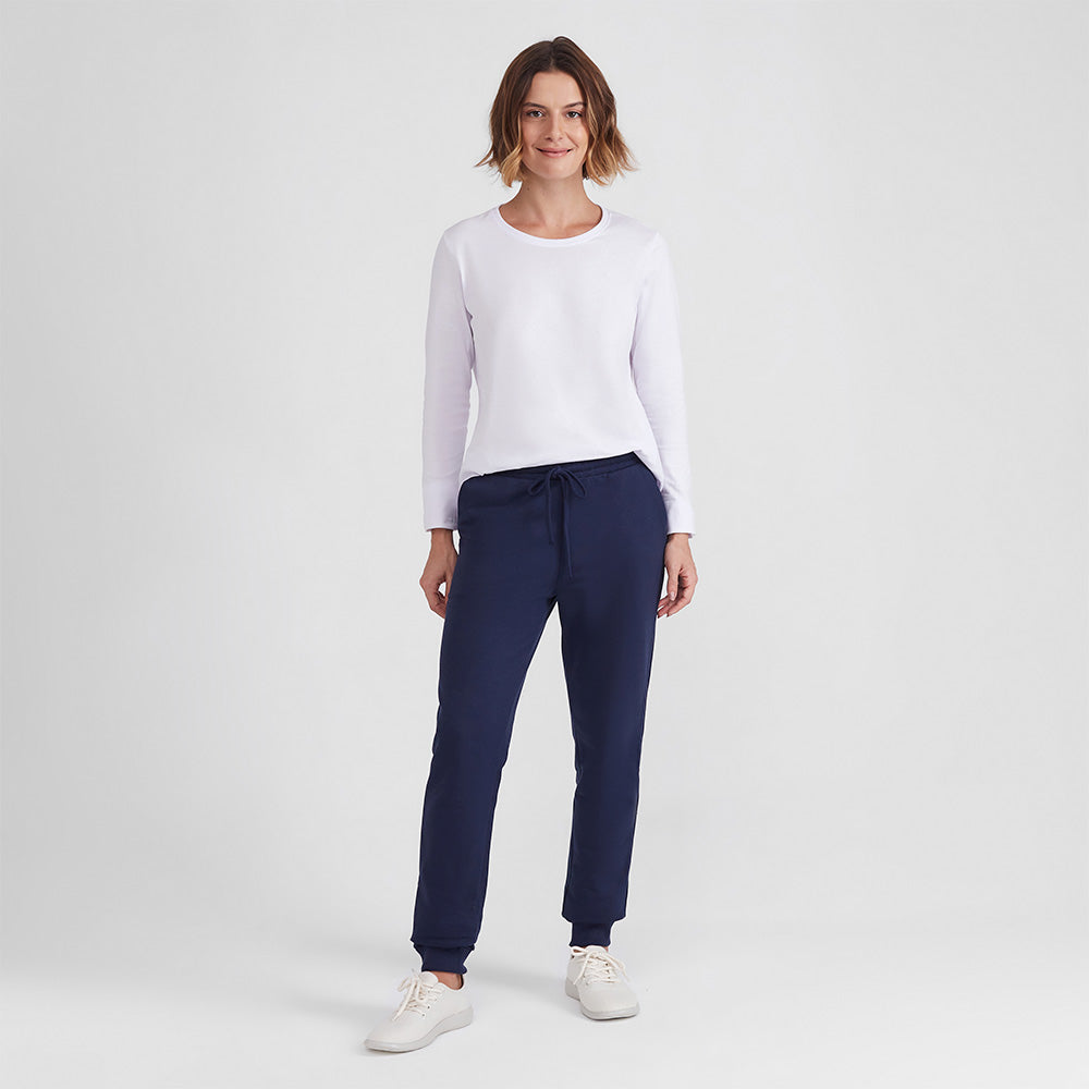Calça Jogger Moletom Flanelado Feminina - Azul Marinho