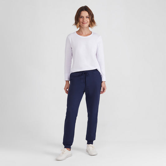 Calça Jogger Moletom Flanelado Feminina - Azul Marinho