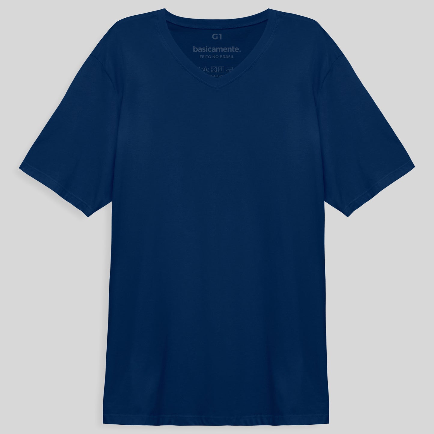 Camiseta Básica Gola V Plus Masculina - Azul Bic