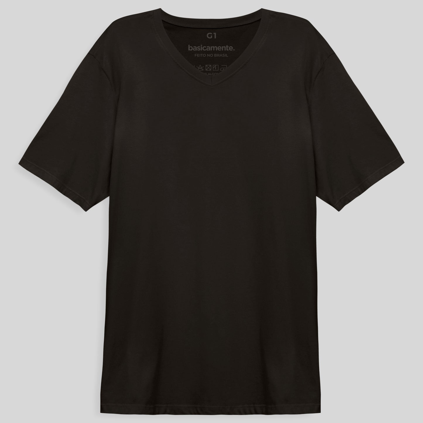 Camiseta Básica Gola V Plus Masculina - Marrom