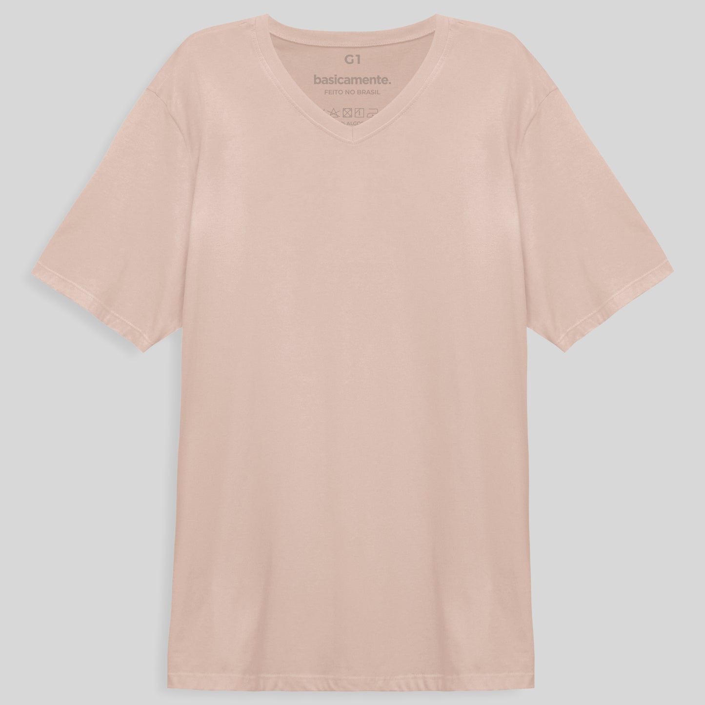 Camiseta Básica Gola V Plus Masculina - Rosa Pastel