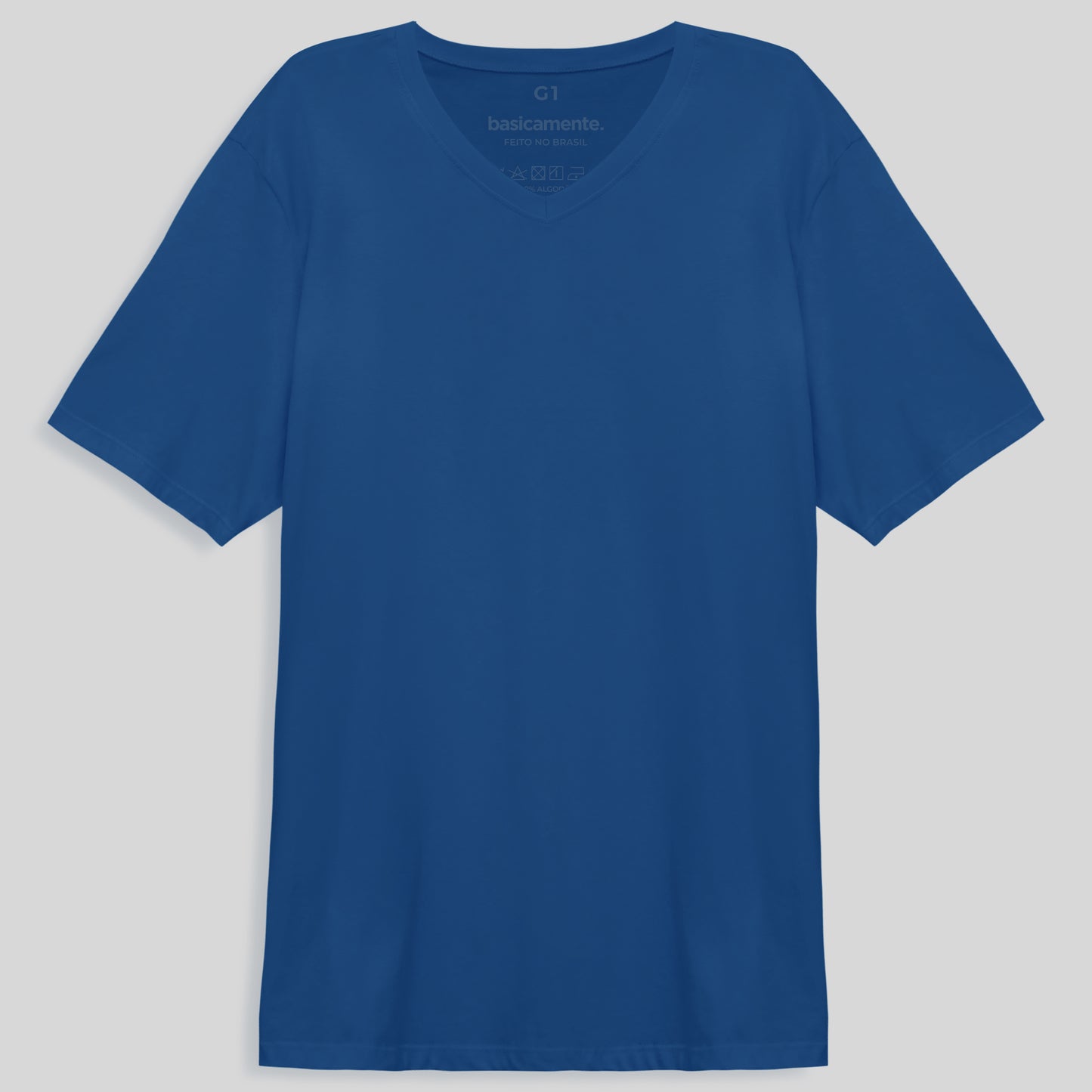 Camiseta Básica Gola V Plus Masculina - Azul