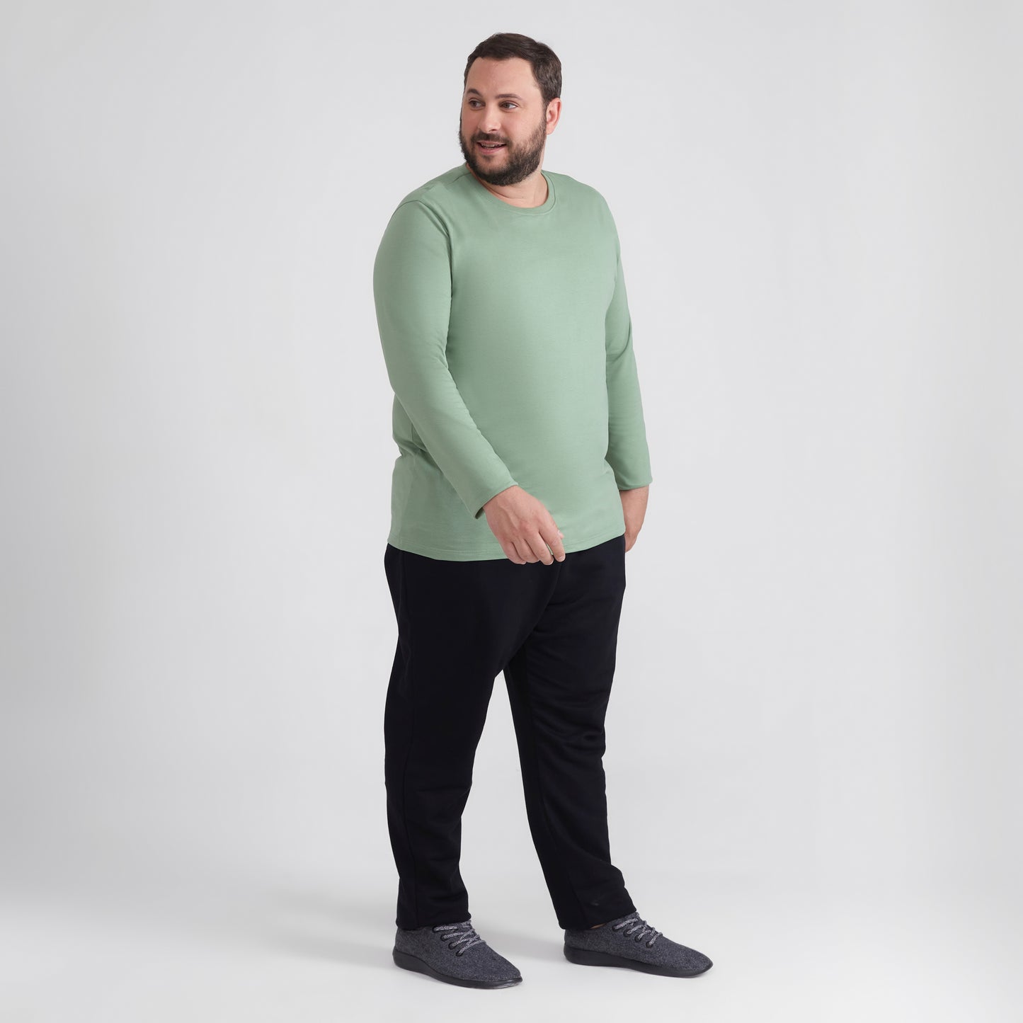 Camiseta Básica Manga Longa Plus Masculina - Verde Jade