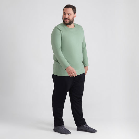 Camiseta Básica Manga Longa Plus Masculina - Verde Jade