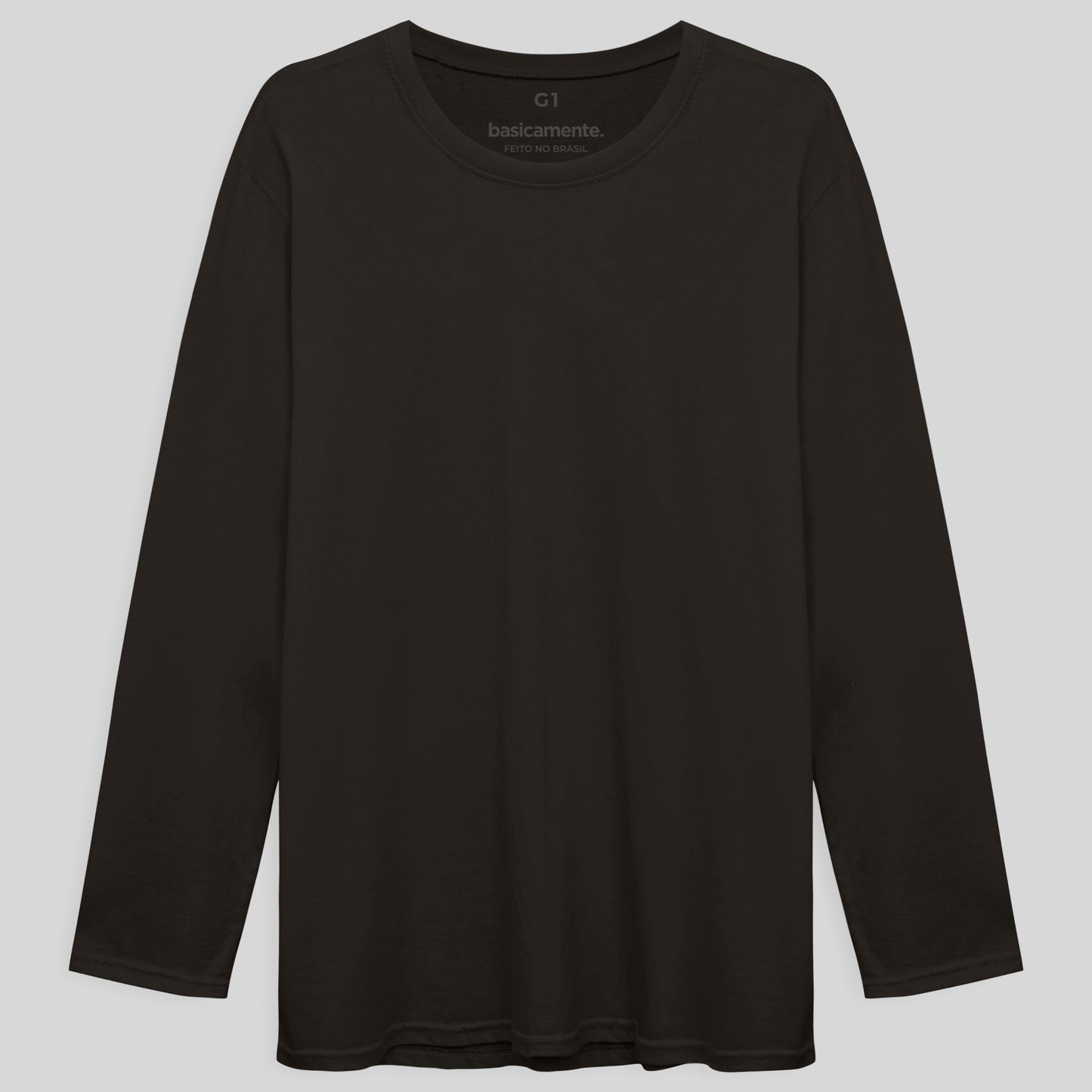 Camiseta Básica Manga Longa Plus Masculina - Marrom