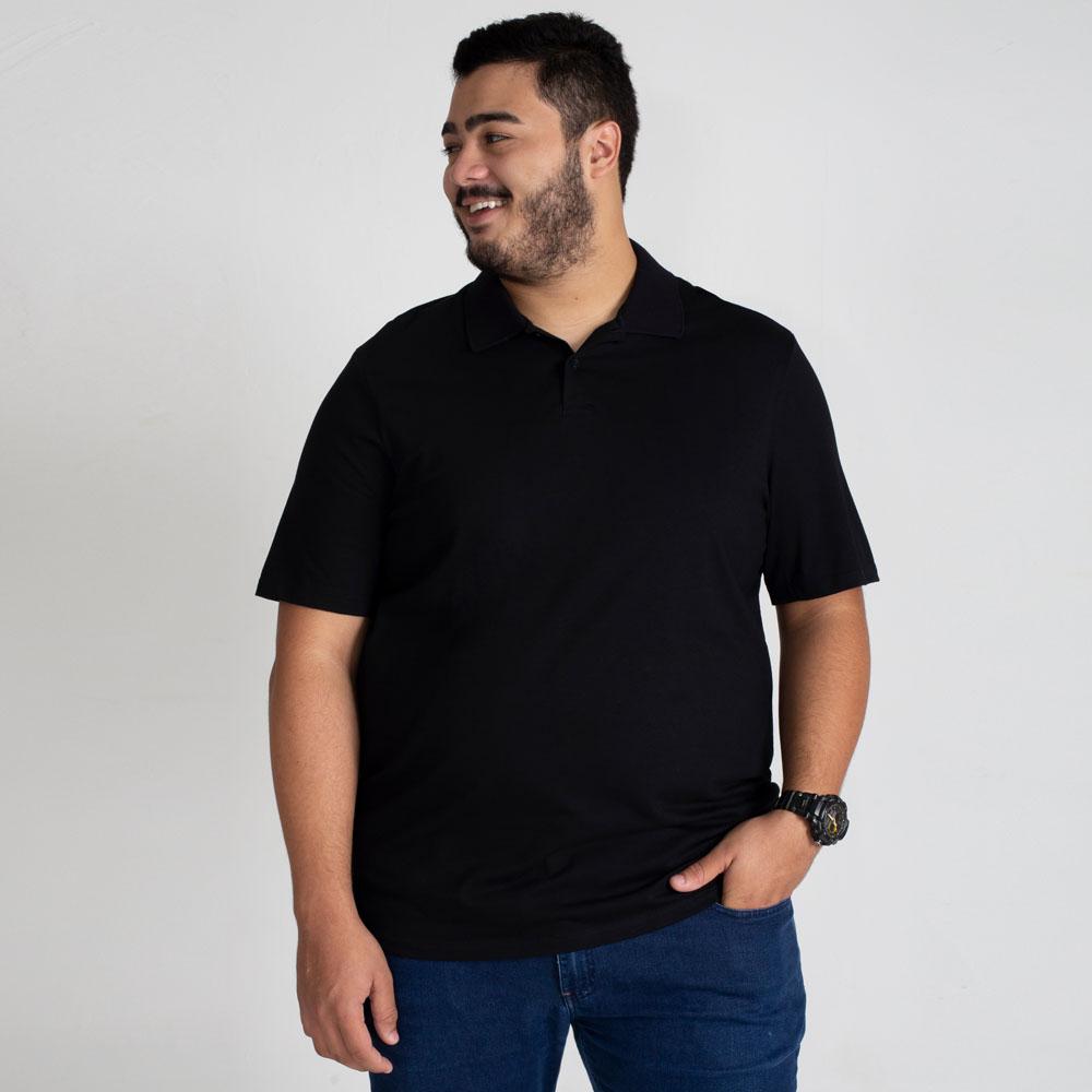 Camisa Polo Plus Masculina - Preto