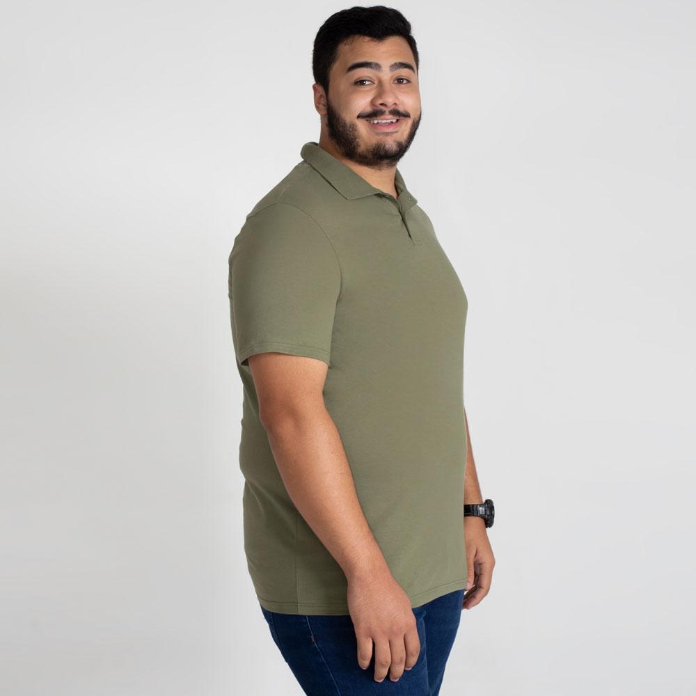 Camisa Polo Plus Masculina - Verde Militar