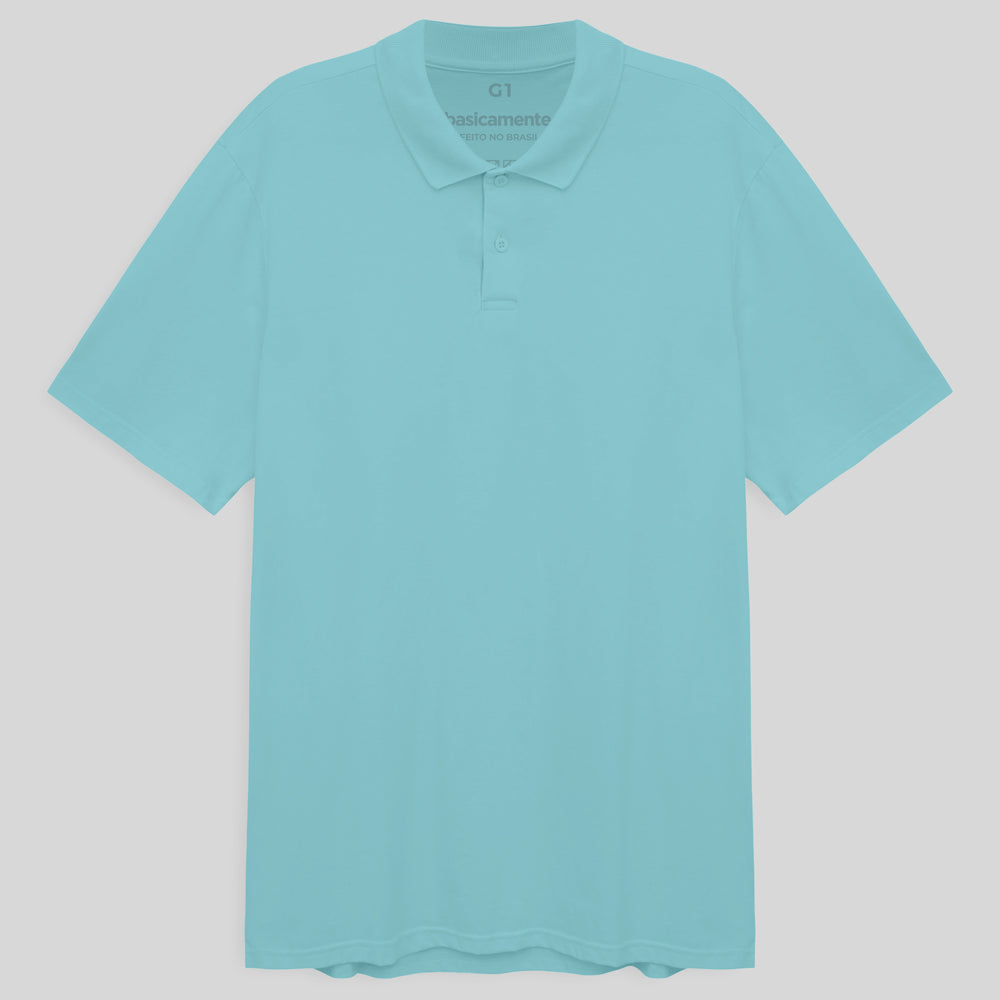Camisa Polo Plus Masculina - Azul Claro