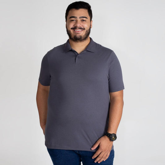 Camisa Polo Plus Masculina - Chumbo