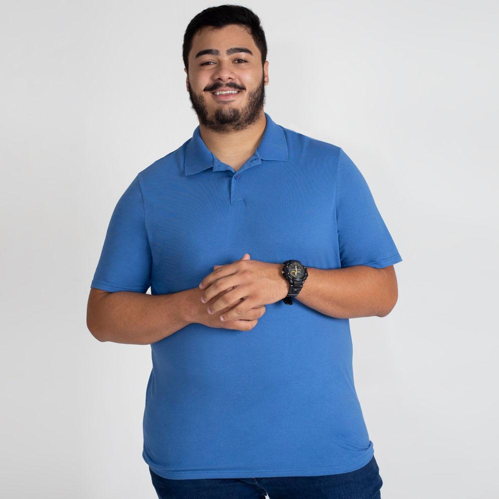 Camisa Polo Plus Masculina - Azul Oceano