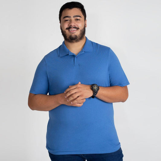 Camisa Polo Plus Masculina - Azul Oceano