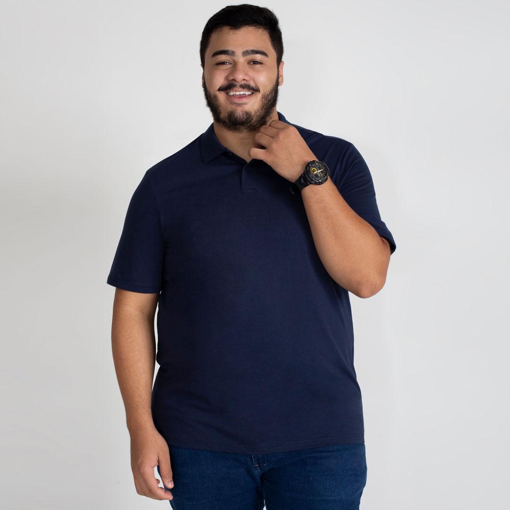 Camisa Polo Plus Masculina - Azul Marinho