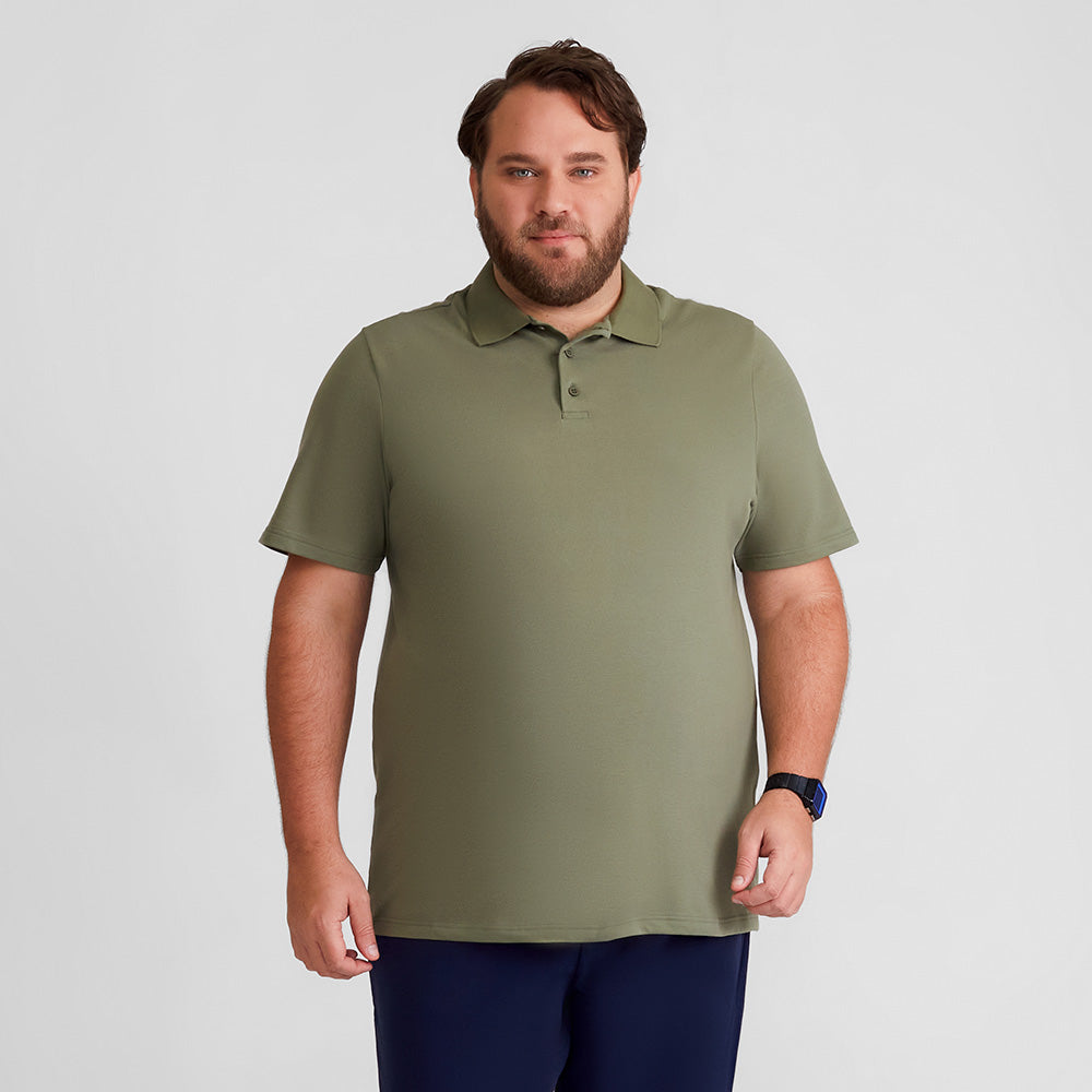 Camisa Polo Piquet Plus Masculina - Verde Militar