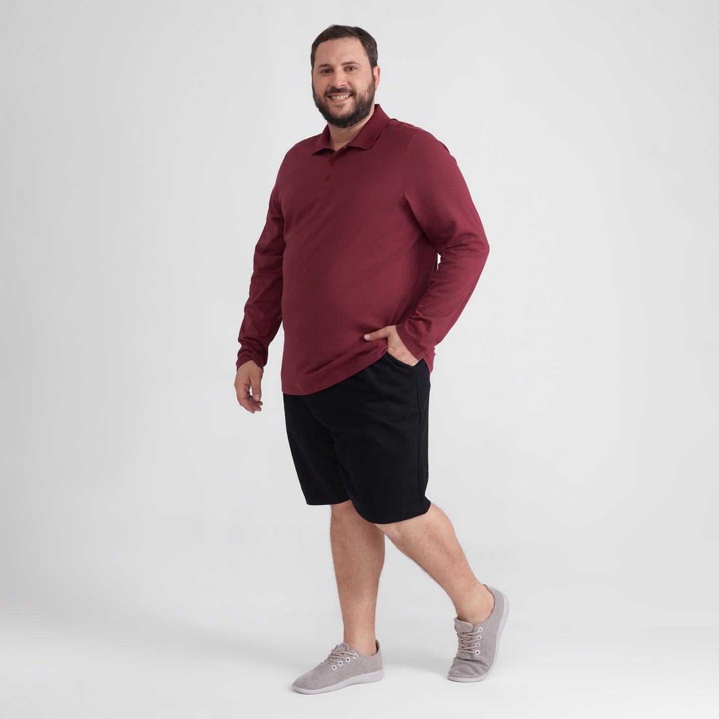 Camisa Polo Ml Plus Masculina - Vermelho Vinho