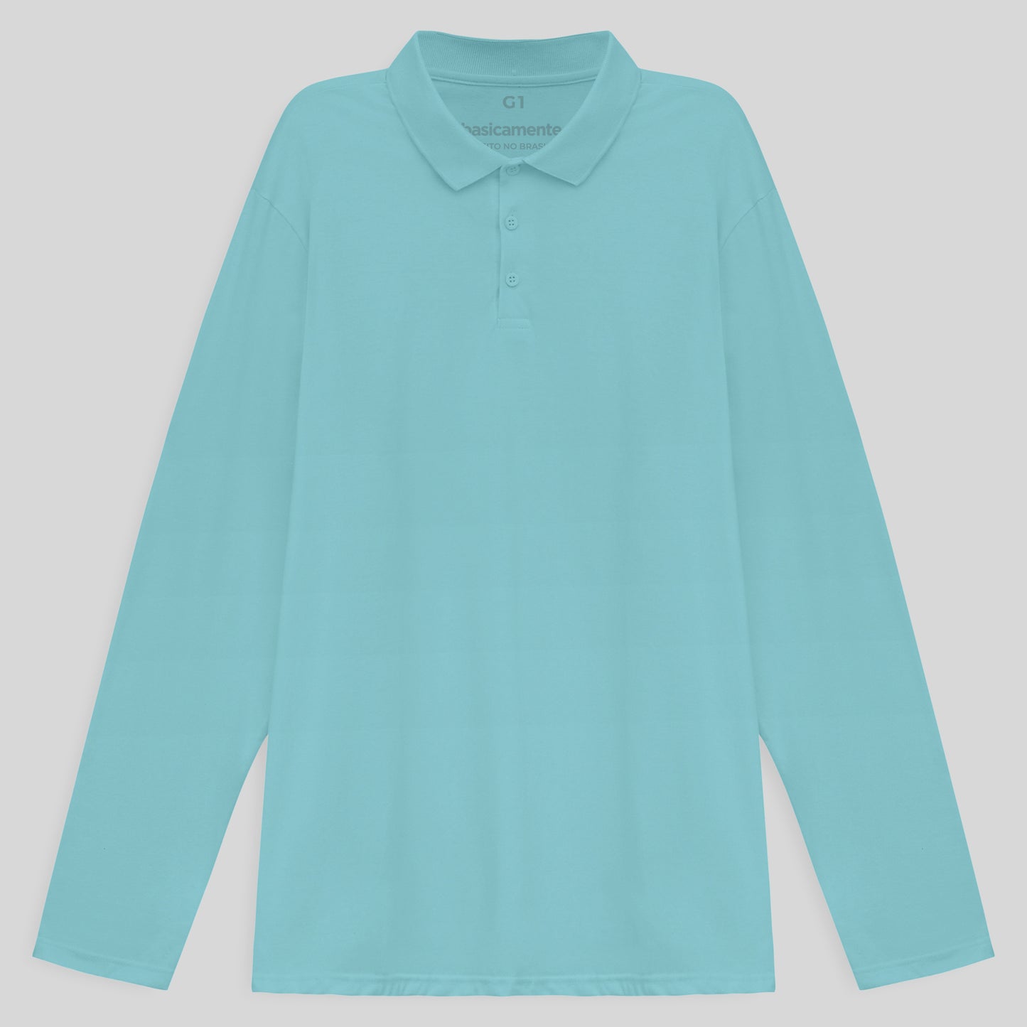 Camisa Polo Ml Plus Masculina - Azul Claro