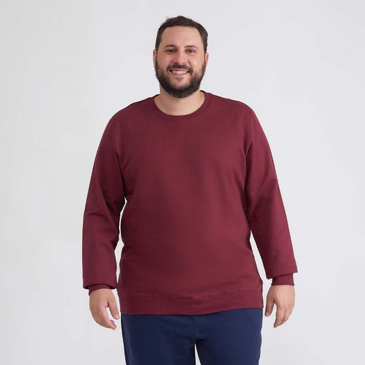 Blusão Moletom Flanelado Plus Masculino - Vermelho Vinho