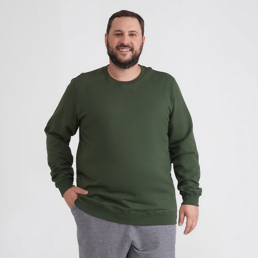Blusão Moletom Flanelado Plus Masculino - Verde Selva