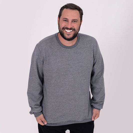Blusão Moletom Flanelado Plus Masculino - Mescla Escuro