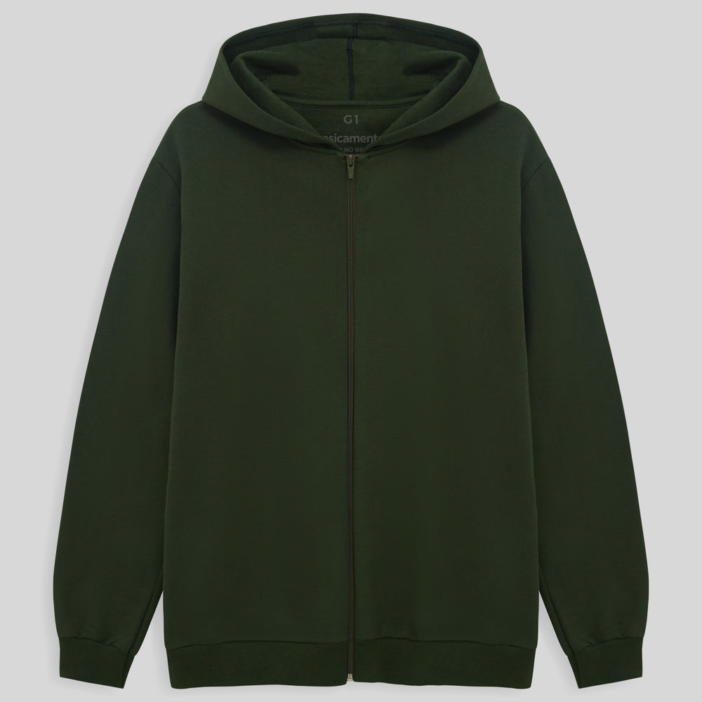 Jaqueta Moletom Flanelado Plus Masculina - Verde Selva