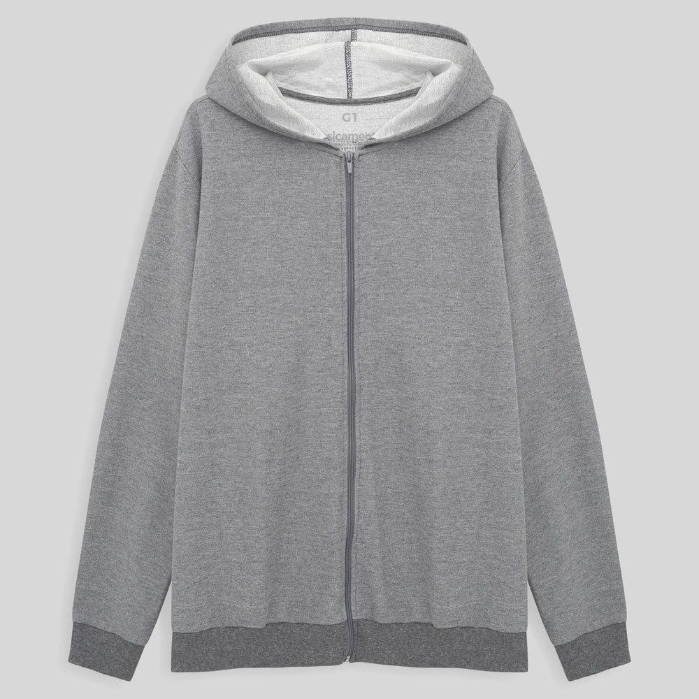 Jaqueta Moletom Flanelado Plus Masculina - Mescla Claro