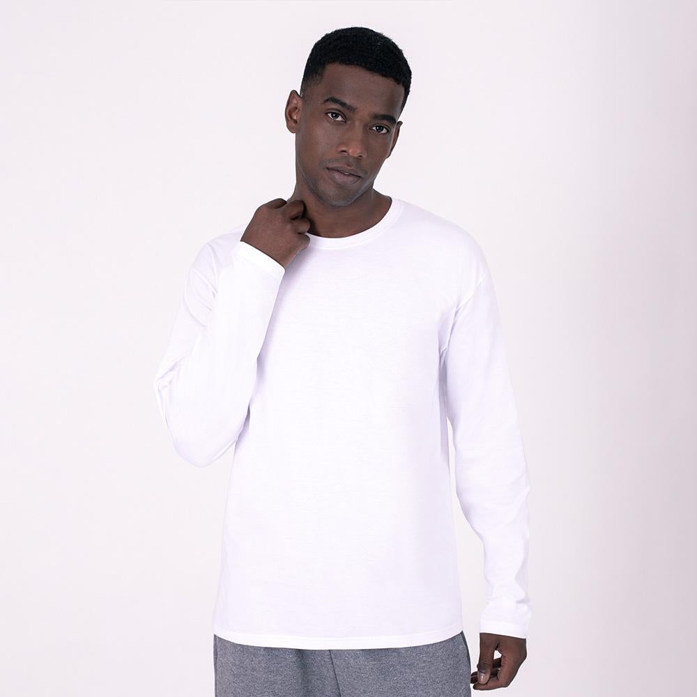 Camiseta Básica Manga Longa Masculina - Branco