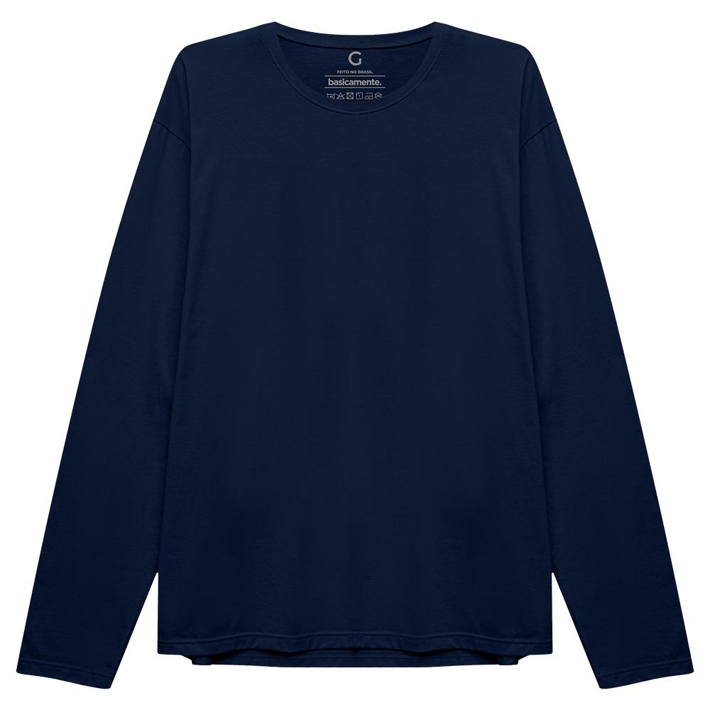 Camiseta Básica Manga Longa Masculina - Azul Marinho
