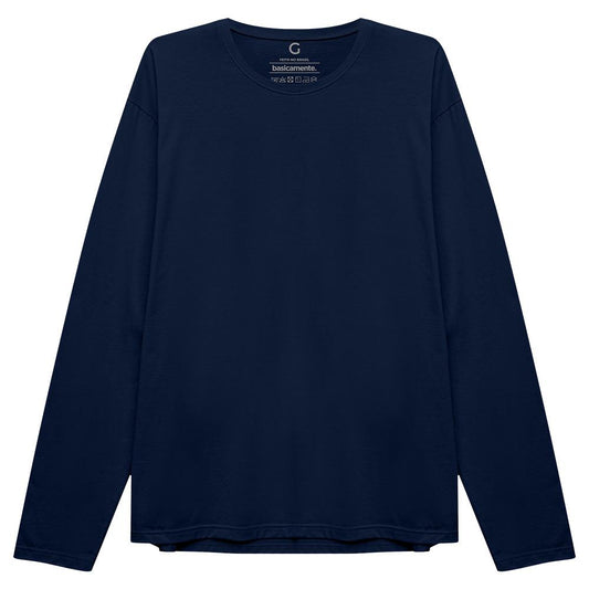 Camiseta Básica Manga Longa Masculina - Azul Marinho