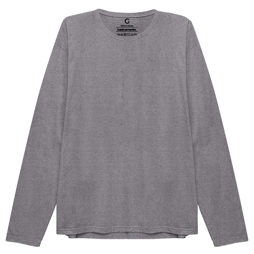 Camiseta Básica Manga Longa Masculina - Mescla Escuro