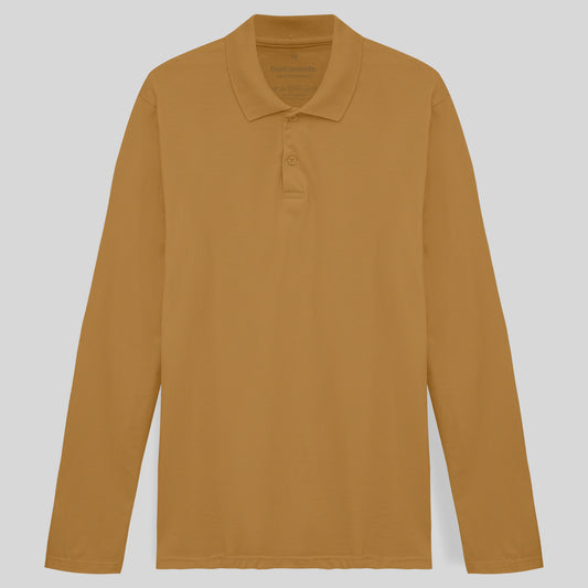 Camisa Polo Manga Longa Masculina - Ocre