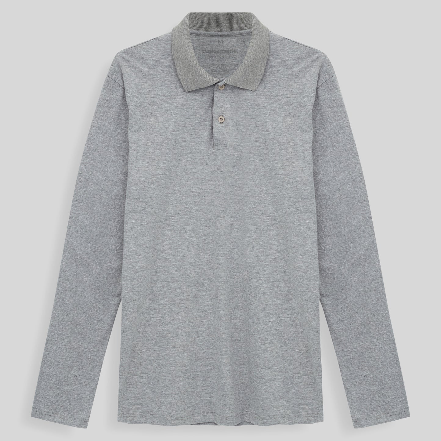 Camisa Polo Manga Longa Masculina - Mescla Claro