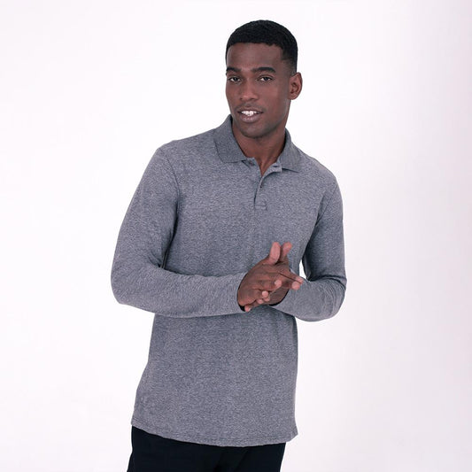 Camisa Polo Manga Longa Masculina - Mescla Escuro