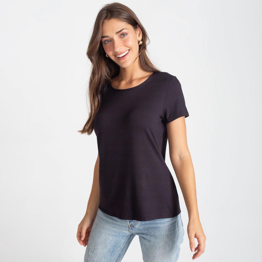 Tech T-Shirt Modal Gola C Feminina - Preto – Basicamente