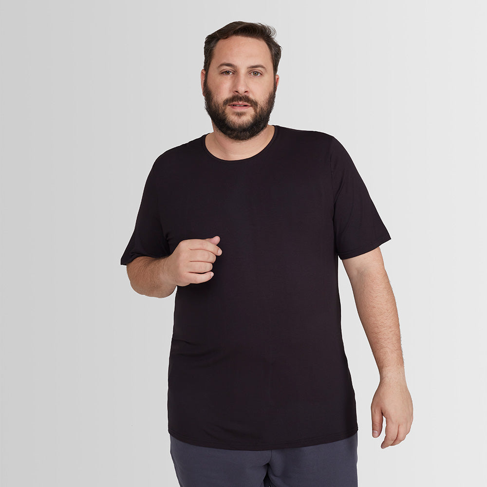 Tech T-Shirt Modal Gola C Plus Masculina - Preto