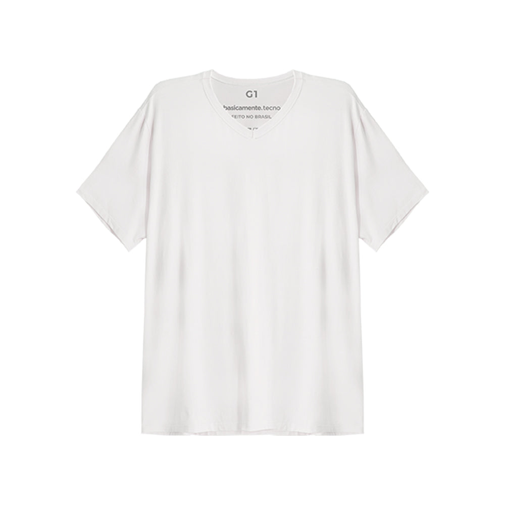 Tech T-Shirt Modal Gola V Plus Size Masculina - Branco