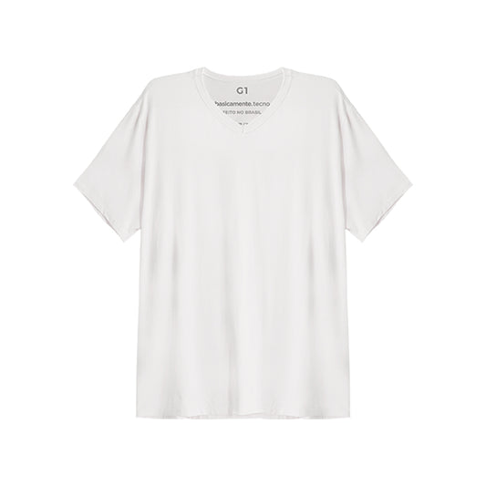 Tech T-Shirt Modal Gola V Plus Size Masculina - Branco