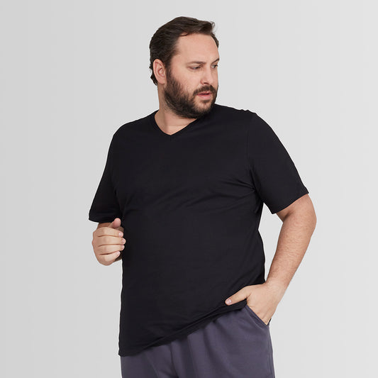 Tech T-Shirt Modal Gola V Plus Size Masculina - Preto