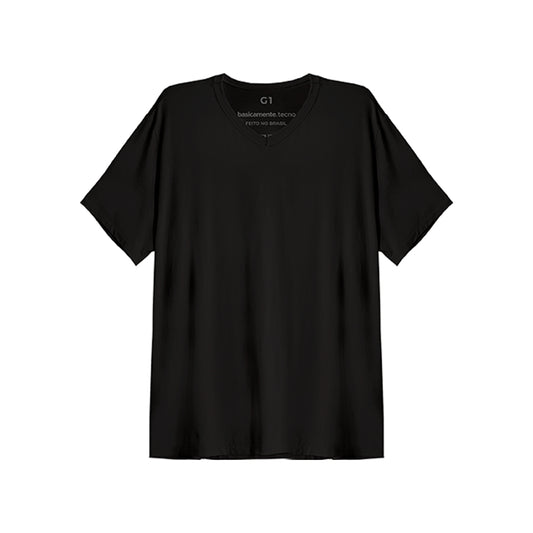 Tech T-Shirt Modal Gola V Plus Size Masculina - Preto