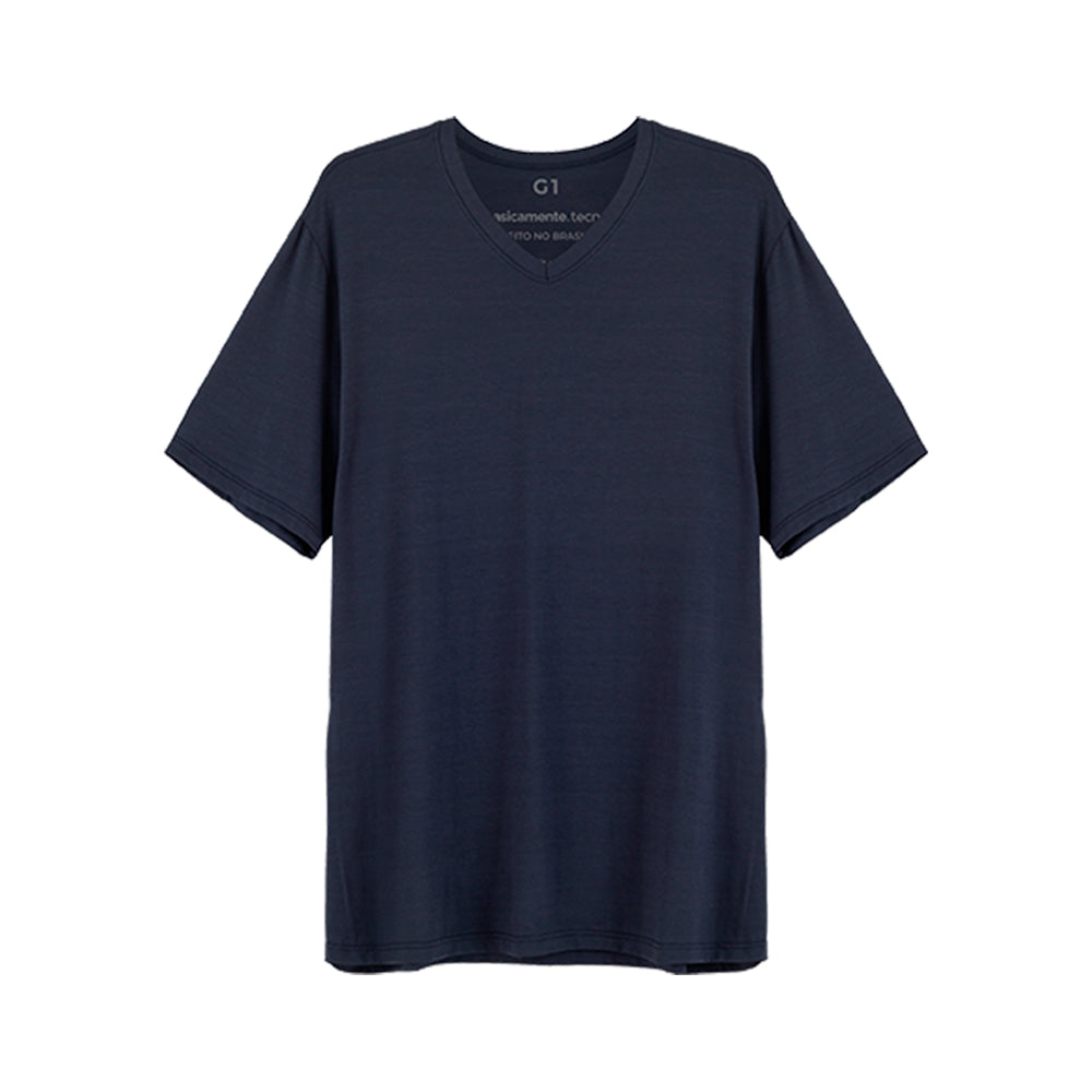 Tech T-Shirt Modal Gola V Plus Size Masculina - Azul Marinho