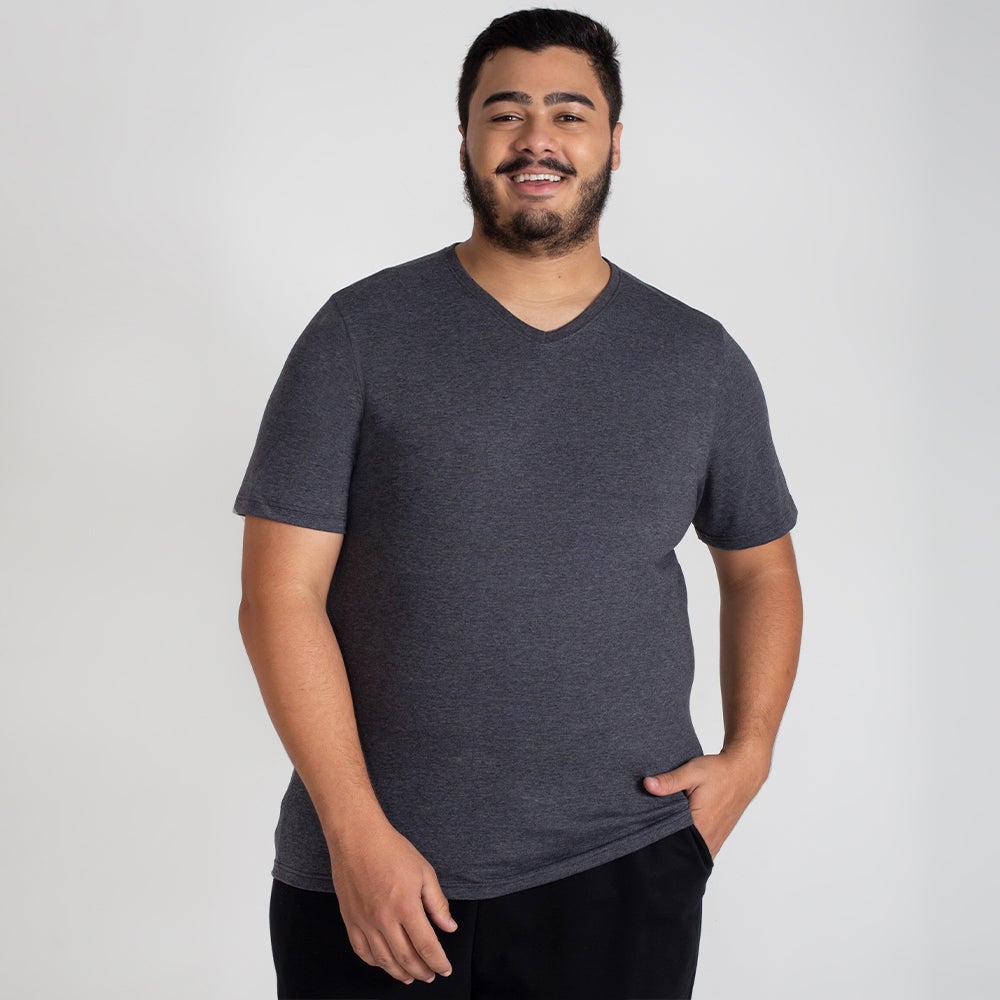 Tech T-Shirt Eco Gola V Plus Size Masculina - Preto