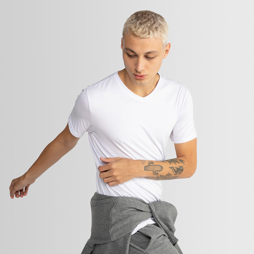 Tech T-Shirt Proteção UV Gola V Masculina - Branco
