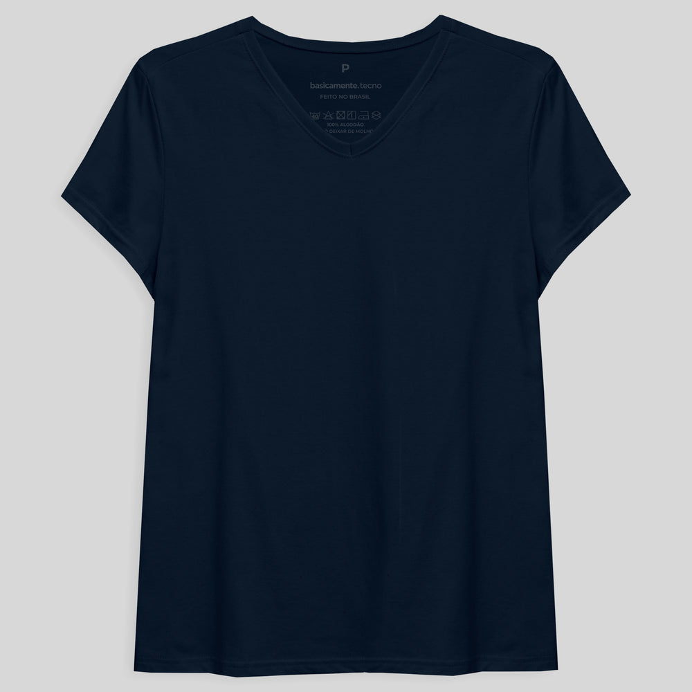 Tech T-Shirt NoLiquid Gola V Feminina - Azul Marinho