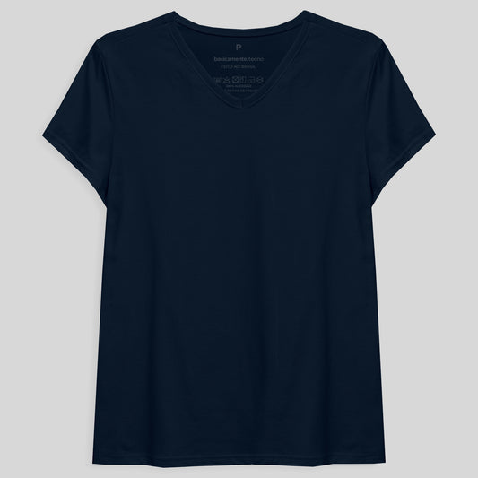 Tech T-Shirt NoLiquid Gola V Feminina - Azul Marinho