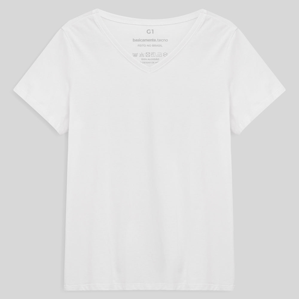 Tech T-Shirt NoLiquid Gola V Plus Feminina - Branco