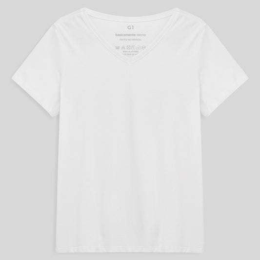 Tech T-Shirt NoLiquid Gola V Plus Feminina - Branco