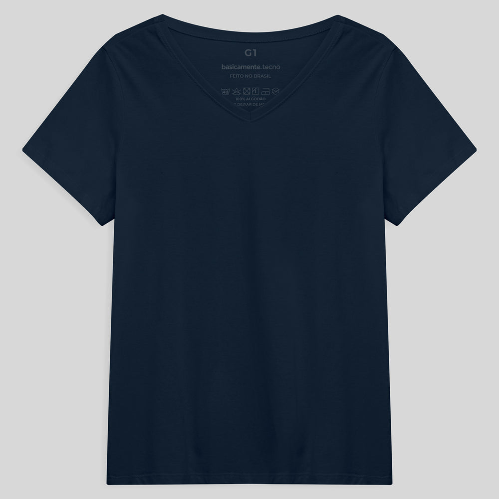 Tech T-Shirt NoLiquid Gola V Plus Feminina - Azul Marinho